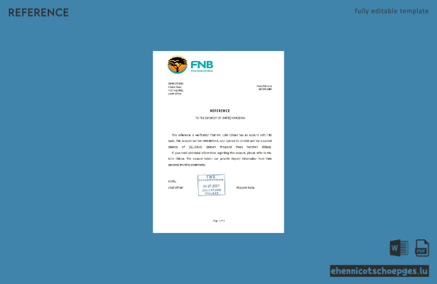 Vorschau der FNB-Referenzprobe für Südafrika